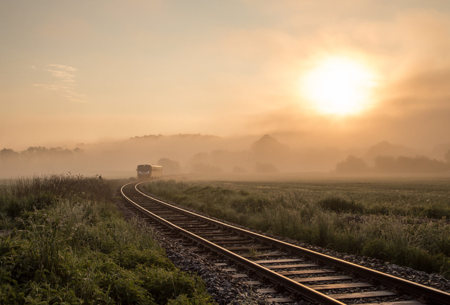 Train going through Czech countryside from Prague to Dresden